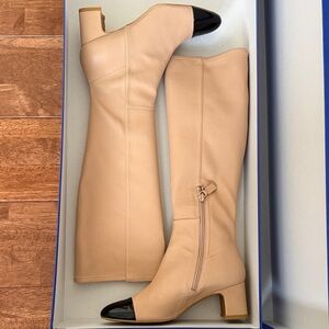 Stuart Weitzman Beige and Black Heeled Boots